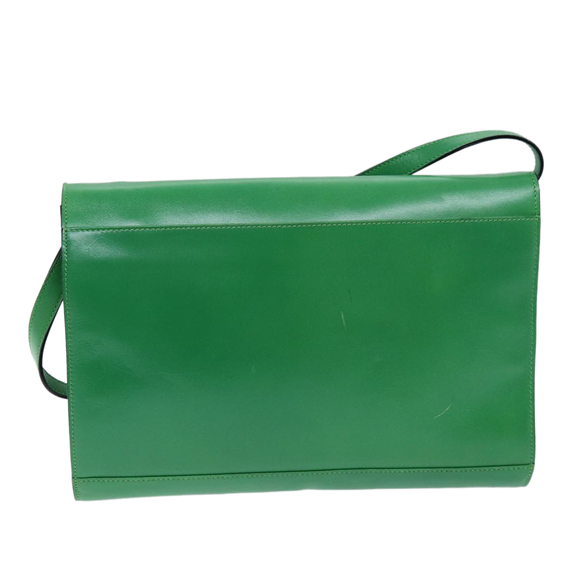 CELINE Shoulder Bag Leather Green Auth 75227A - Picture 2 of 16